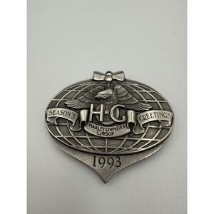Harley-Davidson Ornament 1993 Harley Owners Group HOG Seasons Greetings Metal